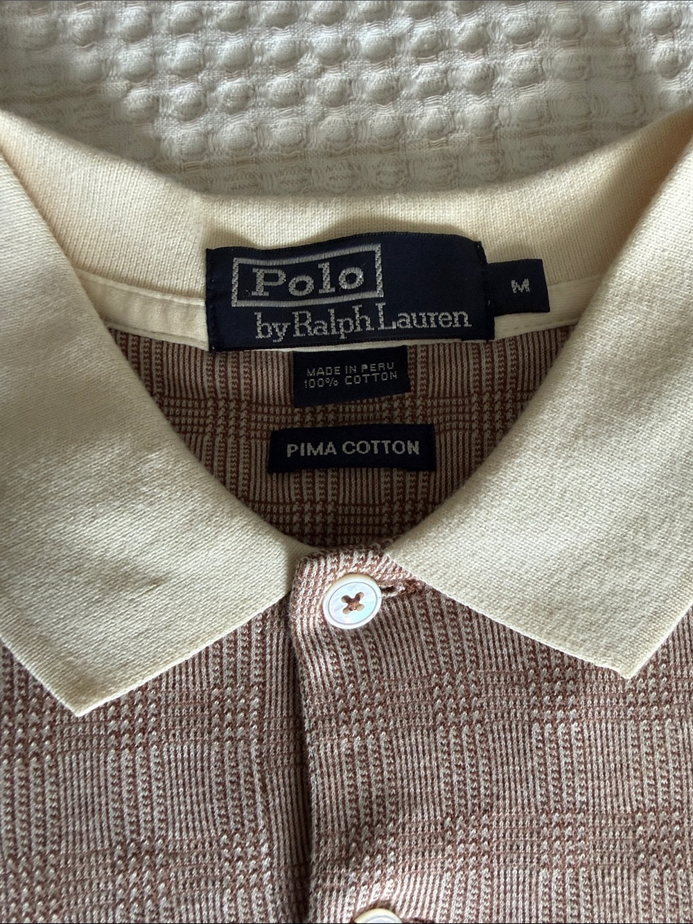 Like New Polo by Ralph Lauren Men's Blush Polo with Cream Collar navy pony rare - Picture 3 of 7